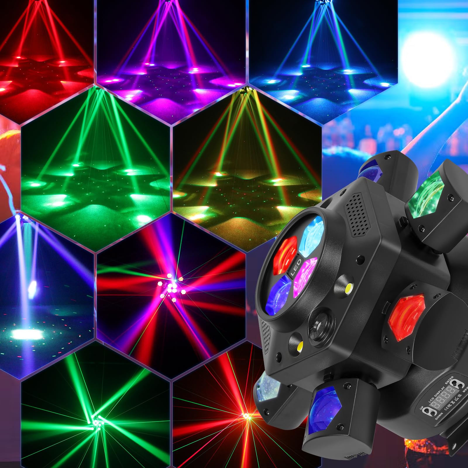 Six-arm bee eye moving head light